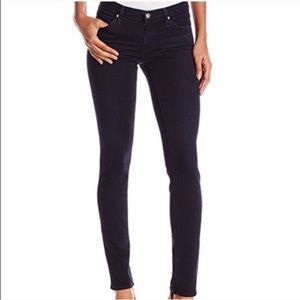 Dark blue black denim skinny jeans low rise